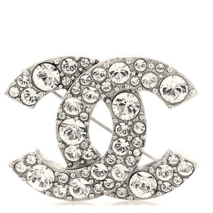 Chanel Crystal Large CC Brooch Silver 1 of 4