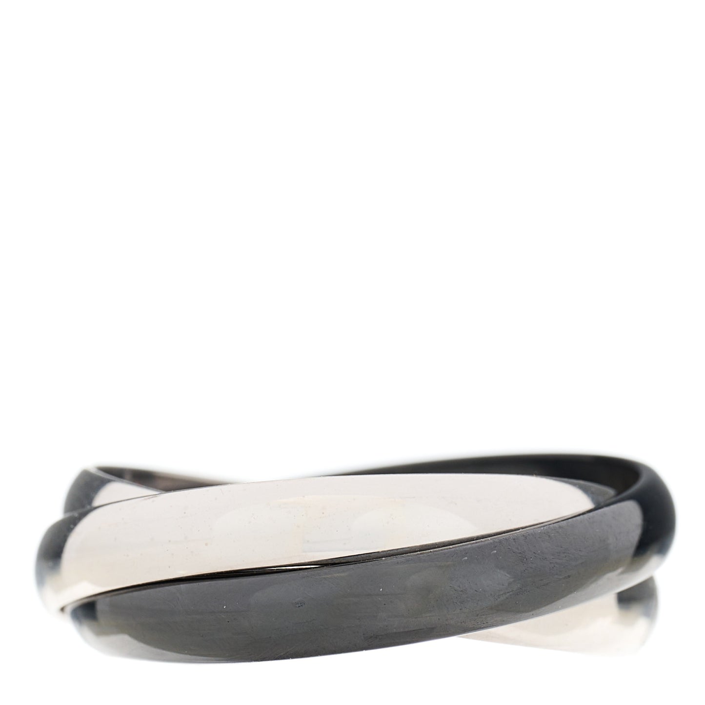 18K White Gold Black Ceramic Trinity Ring 64 10.75