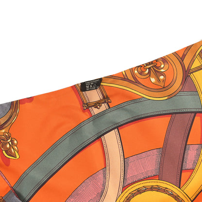 Hermes Silk Cavalcadour Maxi Twilly Orange Argile Bouton D Or 5 of 5