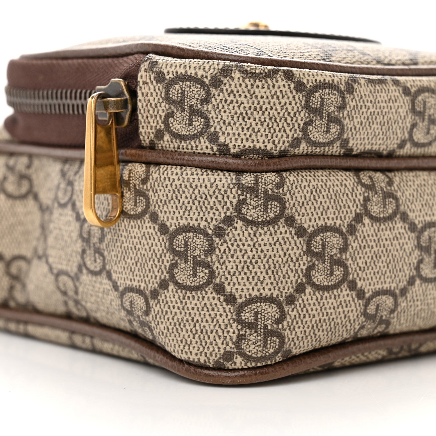 Gucci GG Supreme Monogram Mini Neo Vintage Double Zip Messenger Bag Beige New Acero Crop 9 of 12