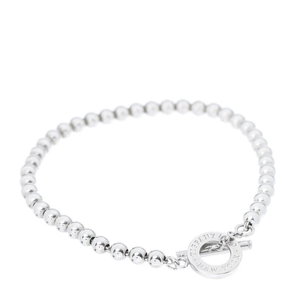 Tiffany Sterling Silver 4mm Beads Toggle Bracelet 1 of 5