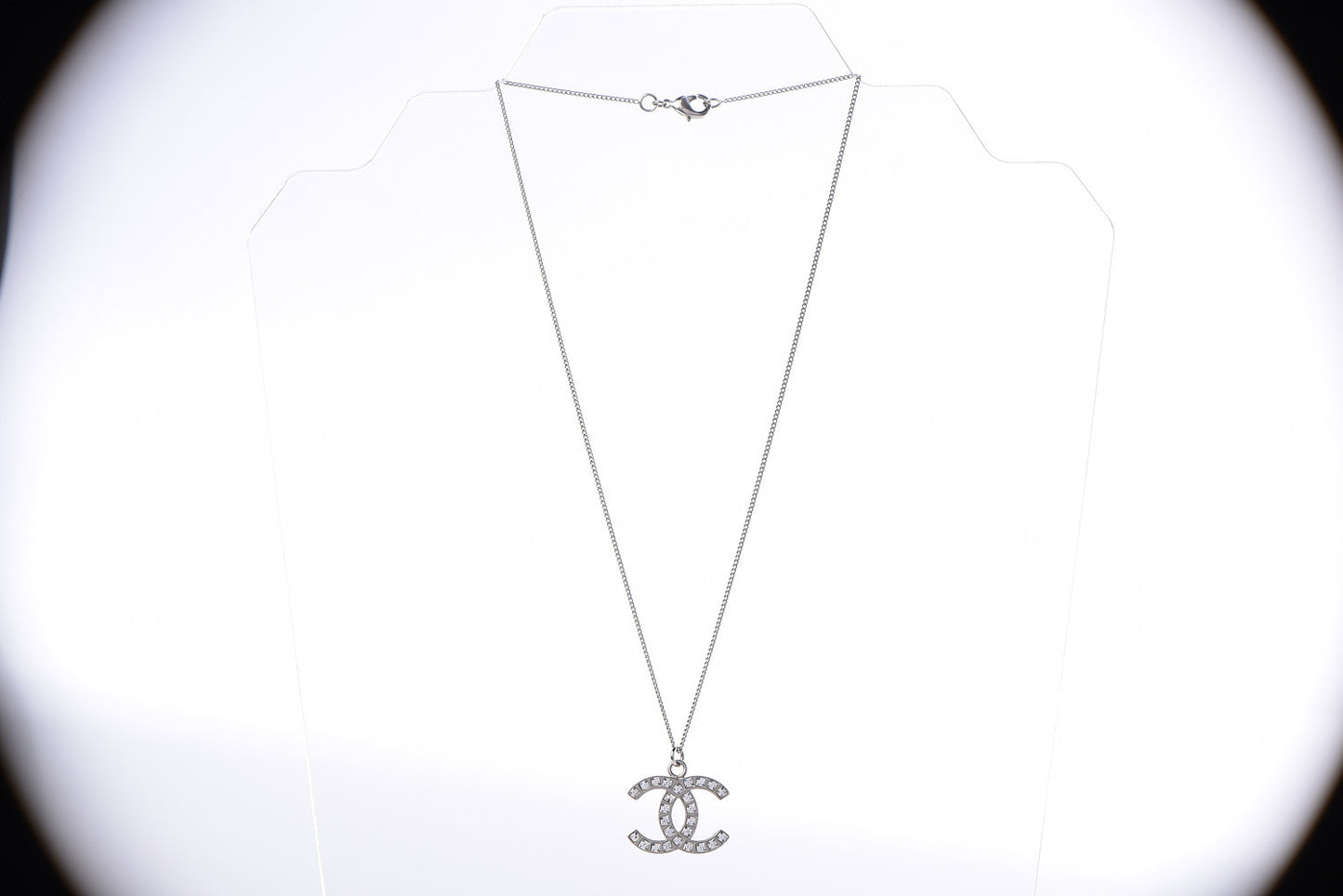 Baguette Crystal Large CC Necklace Silver