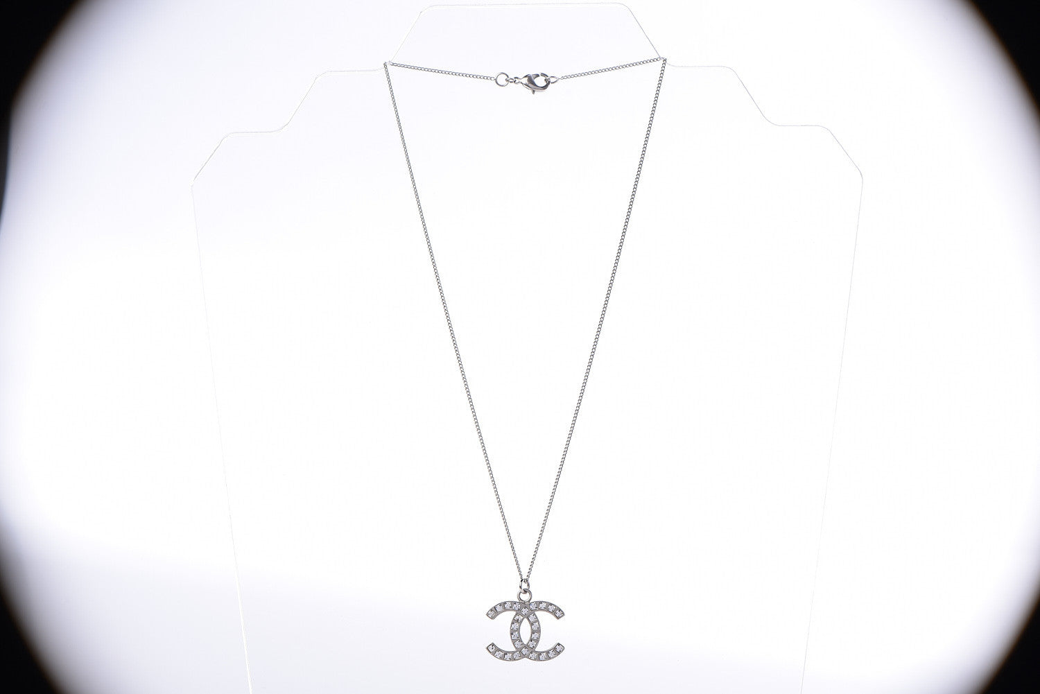 Chanel Baguette Crystal Large CC Necklace Silver 3 of 6