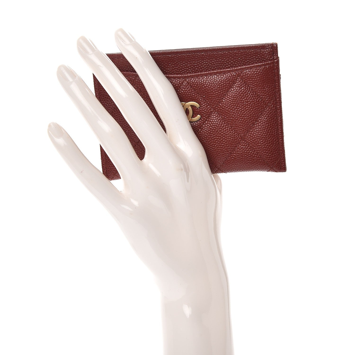 Chanel Caviar Quilted Card Holder Dark Red 2 of 9