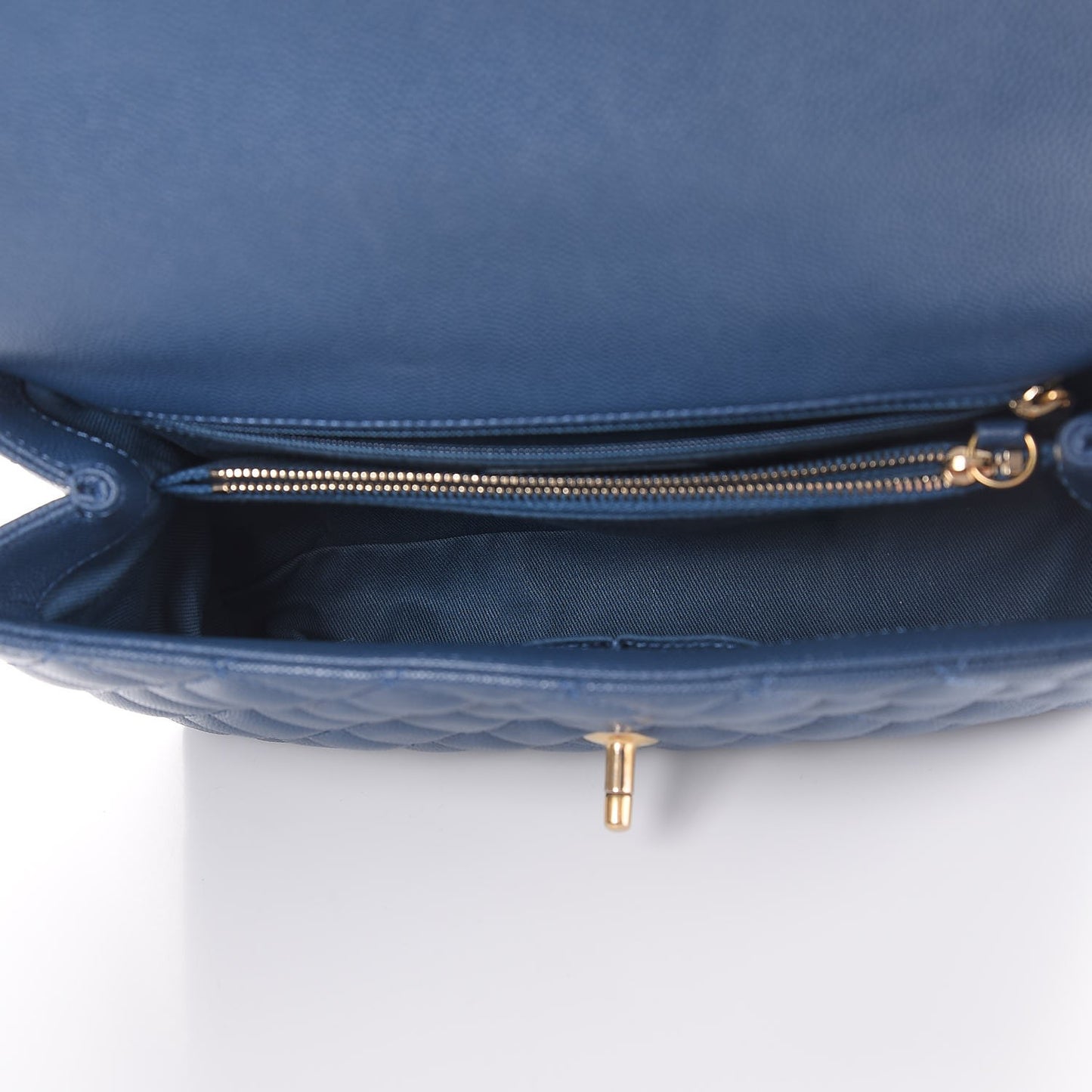 Caviar Quilted Small Coco Handle Flap Blue