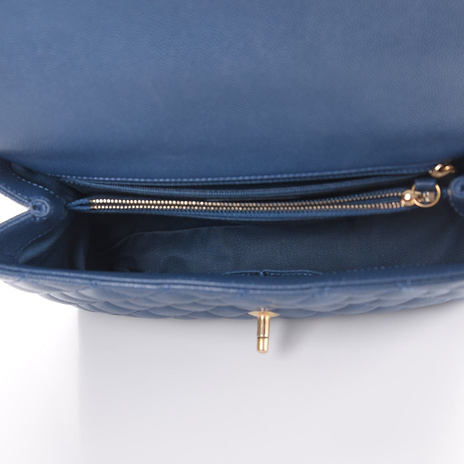 Chanel Caviar Quilted Small Coco Handle Flap Blue 5 of 7