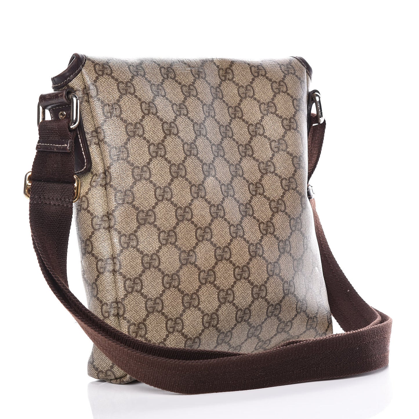 GG Supreme Monogram Selleria Calfskin Small Flap Messenger Bag Beige Ebony Cocoa Dark Chocolate