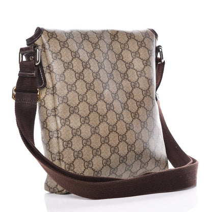Gucci GG Supreme Monogram Selleria Calfskin Small Flap Messenger Bag Beige Ebony Cocoa Dark Chocolate 3 of 17