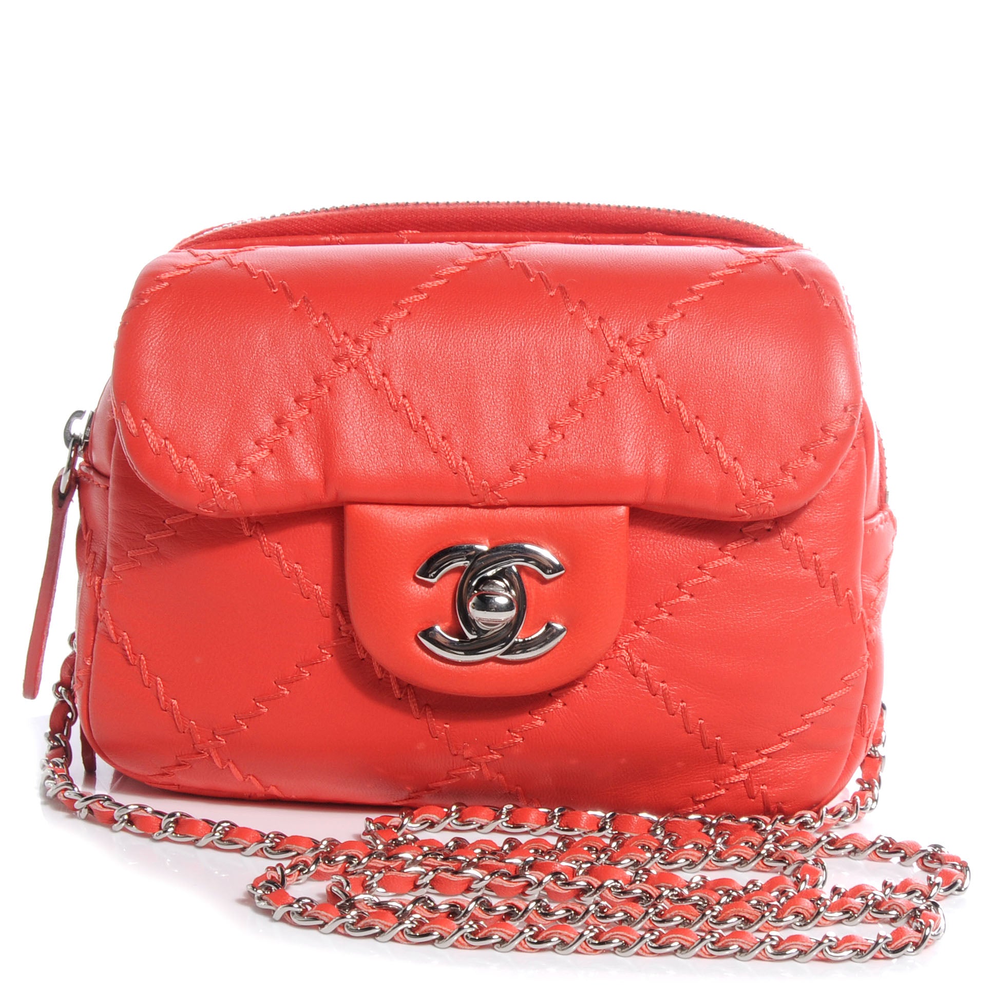 Chanel Calfskin Ultimate Stitch Mini Flap WOC Bag Coral 1 of 8