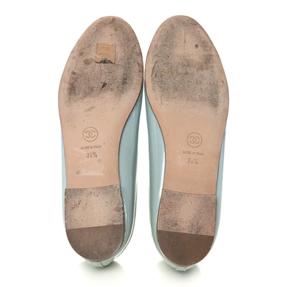 Chanel Patent Cap Toe CC Ballerina Flats 39.5 Mint Green Grey 6 of 9