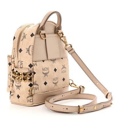 MCM Visetos Side Stud X-Mini Stark Bebe Boo Backpack Beige 3 of 10