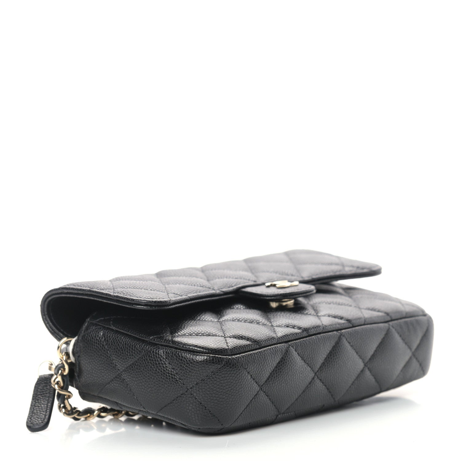 Chanel Caviar Quilted Flap Phone Holder With Chain Black 4 of 11