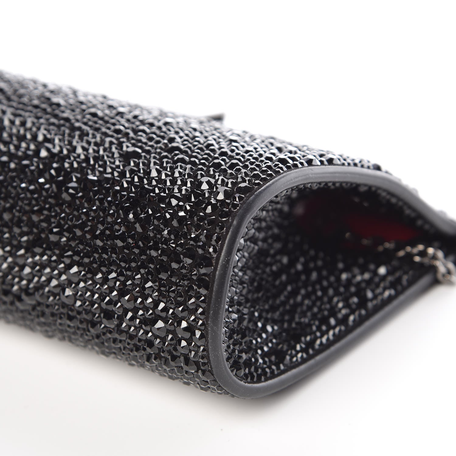Christian Louboutin Suede Crystal Strass Small Palmette Clutch Black 8 of 8
