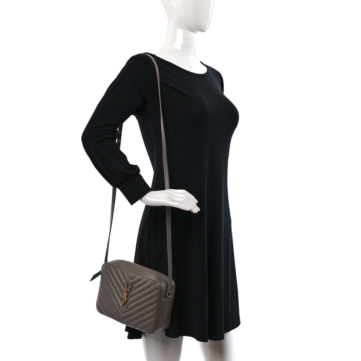 Calfskin Matelasse Monogram Lou Camera Bag Greyish Brown