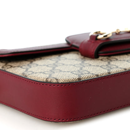 Gucci GG Supreme Monogram Azalea Calfskin Horsebit 1955 Mini Bag Beige Ebony Rosso Ancora 10 of 12
