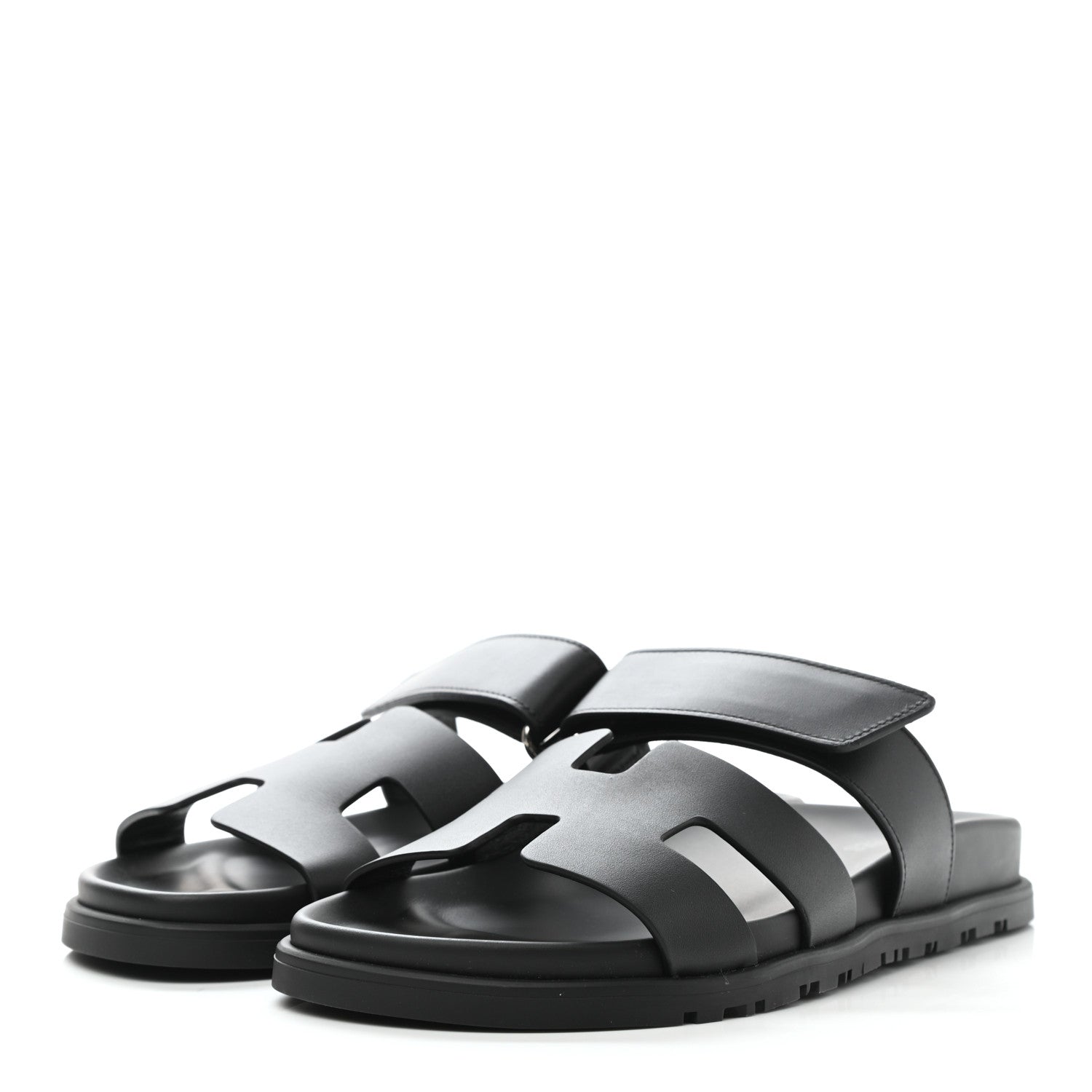 Hermes Calfskin Womens Chypre Sandals 37 Black 3 of 9