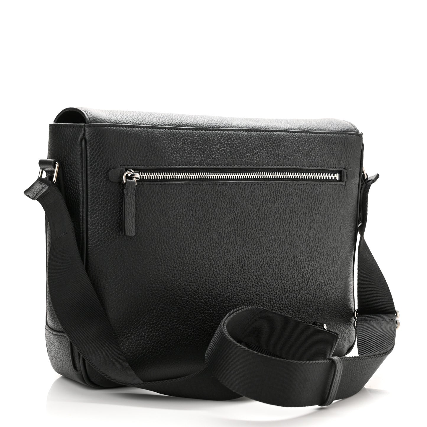 Grainy Calfskin Embossed Bruno Messenger Black