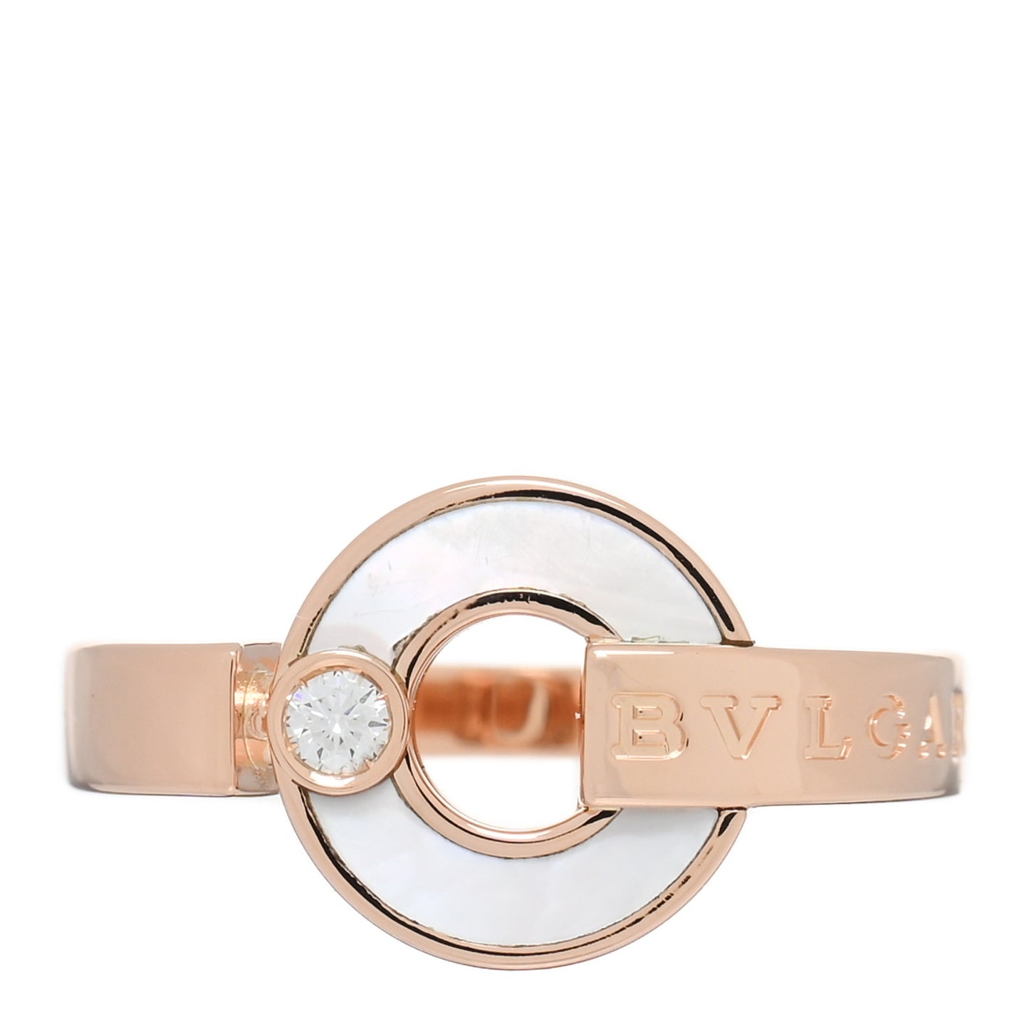 18K Rose Gold Diamond Mother of Pearl BVLGARI BVLGARI Ring 50 5.25