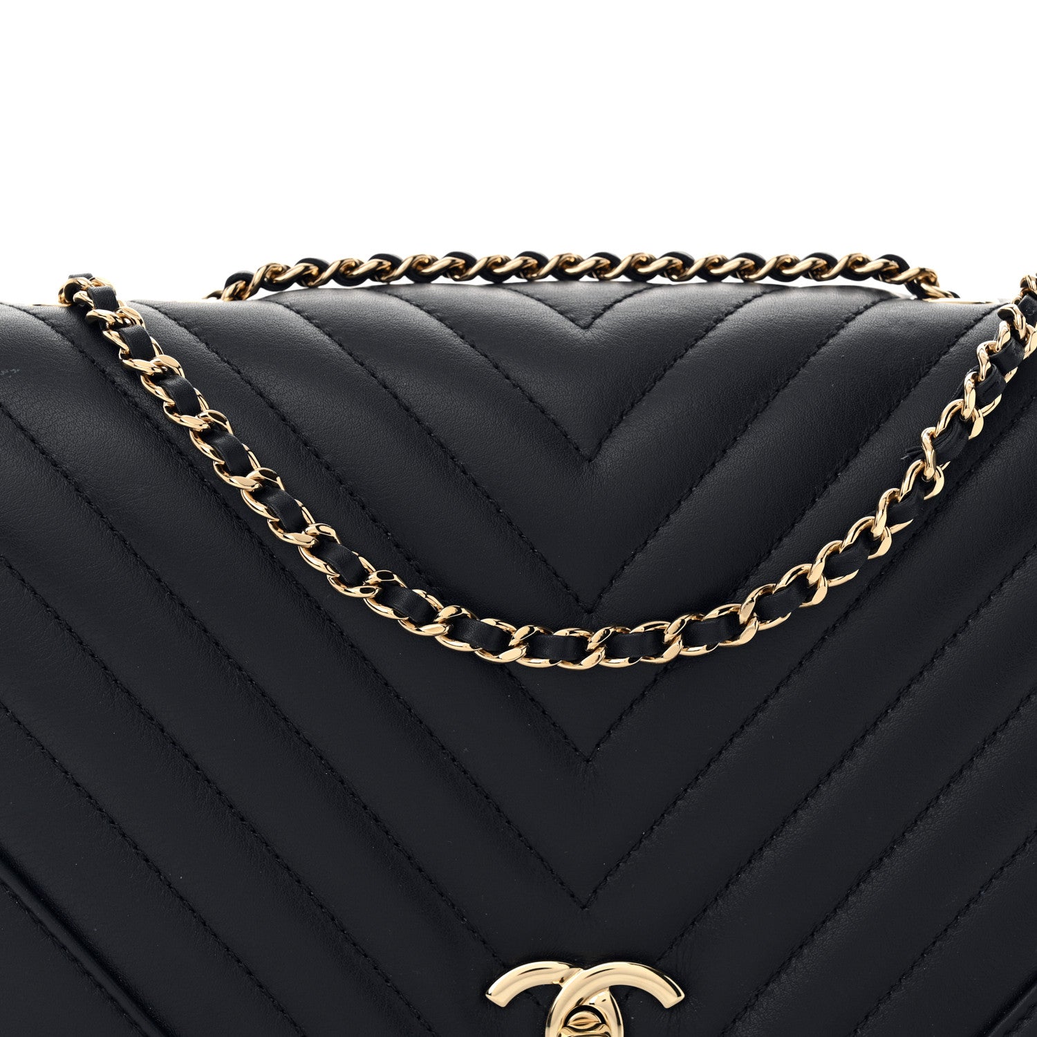 Chanel Calfskin Chevron Quilted Small Statement Flap Navy Blue 8 of 13