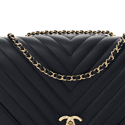 Chanel Calfskin Chevron Quilted Small Statement Flap Navy Blue 8 of 13