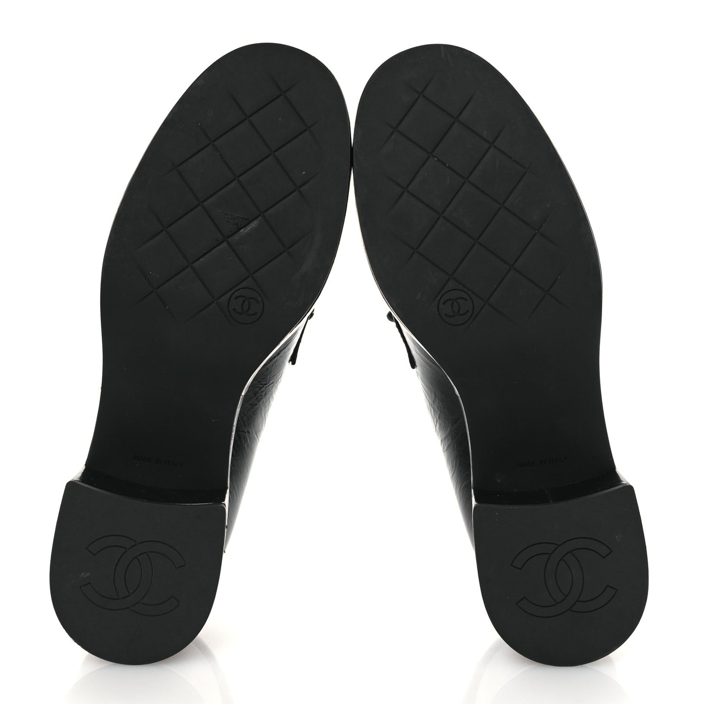 Shiny Calfskin Logo Loafers 38 Black