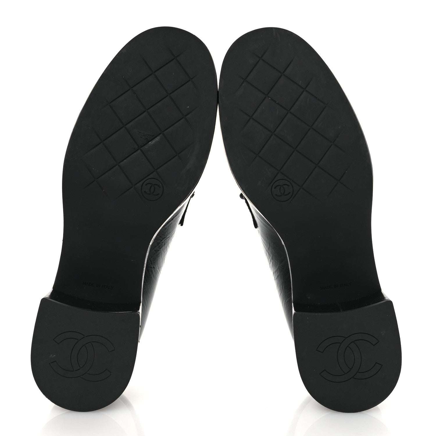 Chanel Shiny Calfskin Logo Loafers 38 Black 7 of 11