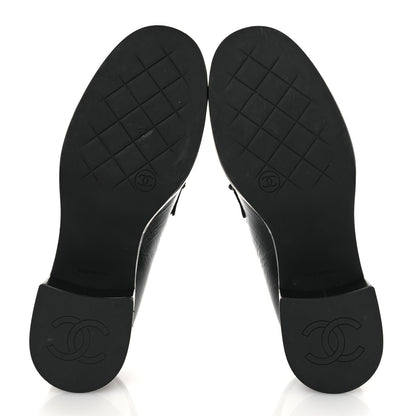 Chanel Shiny Calfskin Logo Loafers 38 Black 7 of 11