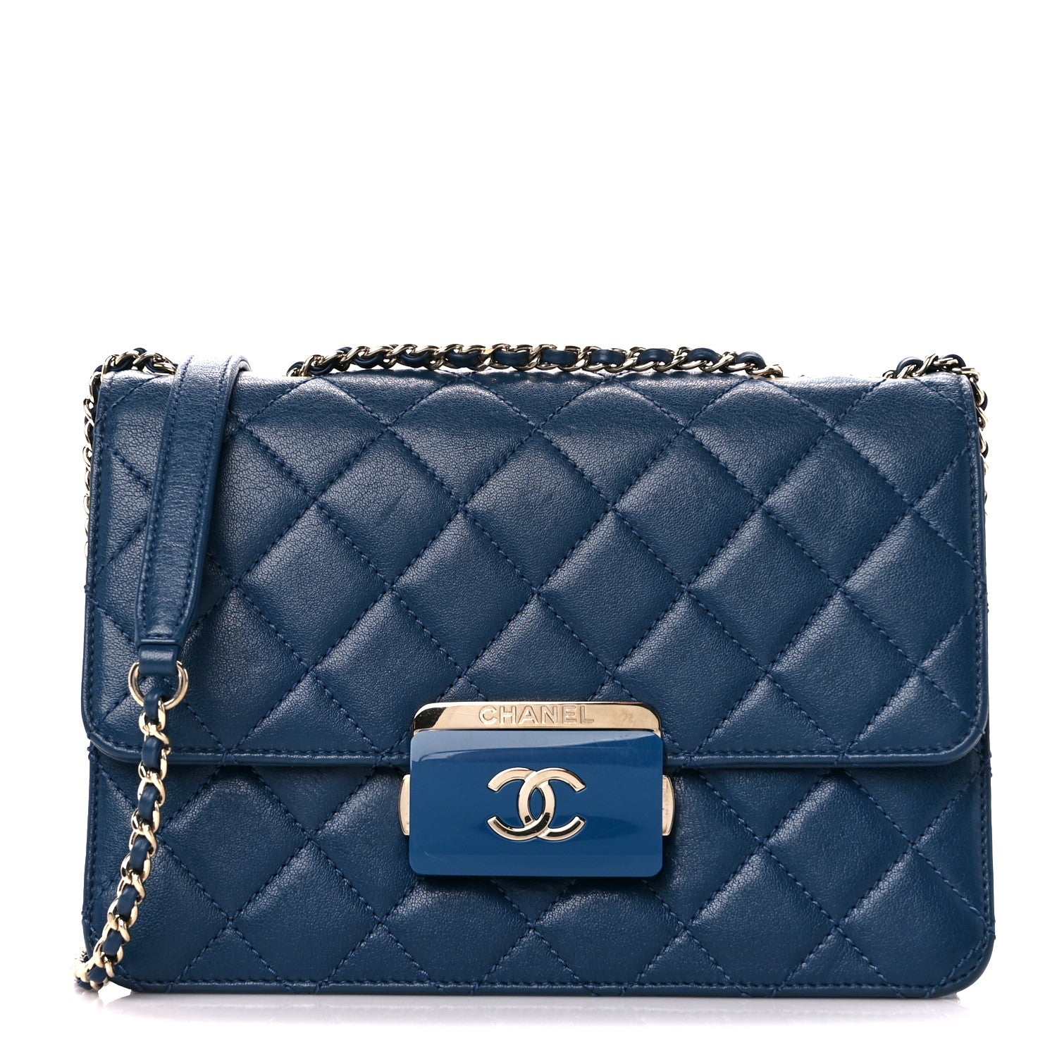 Chanel Sheepskin Quilted Beauty Lock Flap Blue 1 of 10