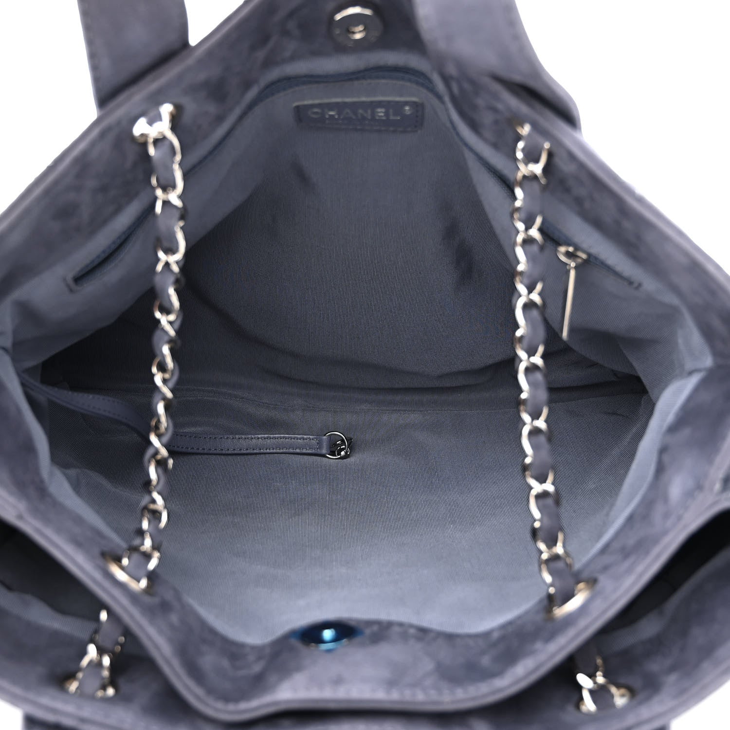 Chanel Nubuck Large Trianon Tote Navy Blue 5 of 11