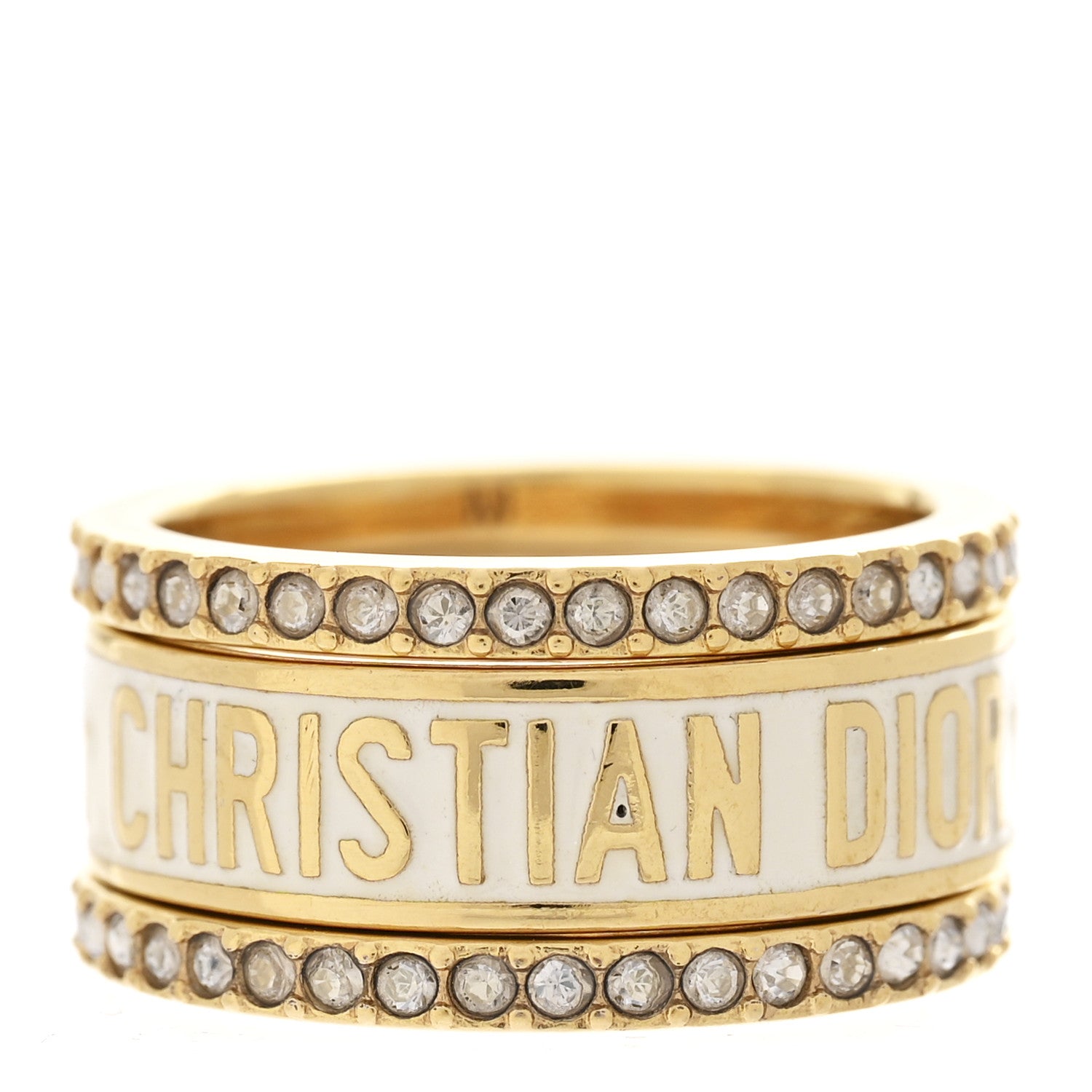 ✨現行・美品✨DIOR CODE リング セット クリスタル 3連 ゴールド M Christian Dior Metal Crystal Code Ring Set M 54/7 Gold 1768462
