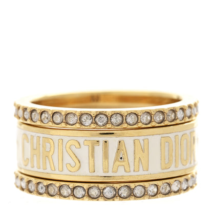 Christian Dior Metal Crystal Code Ring Set M 54/7 Gold 1 of 6