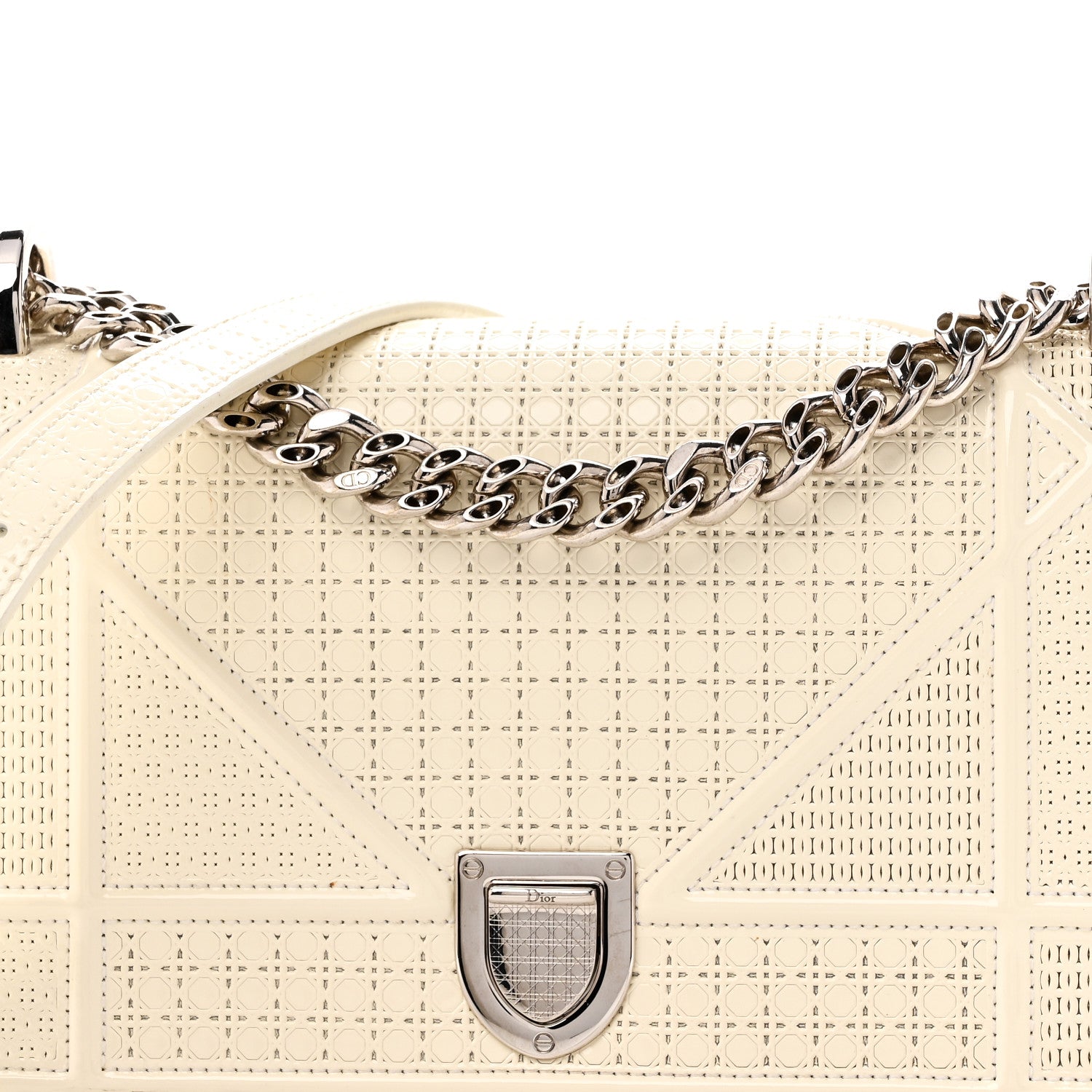 Christian Dior Patent Micro-Cannage Small Diorama Flap Bag White 7 of 9