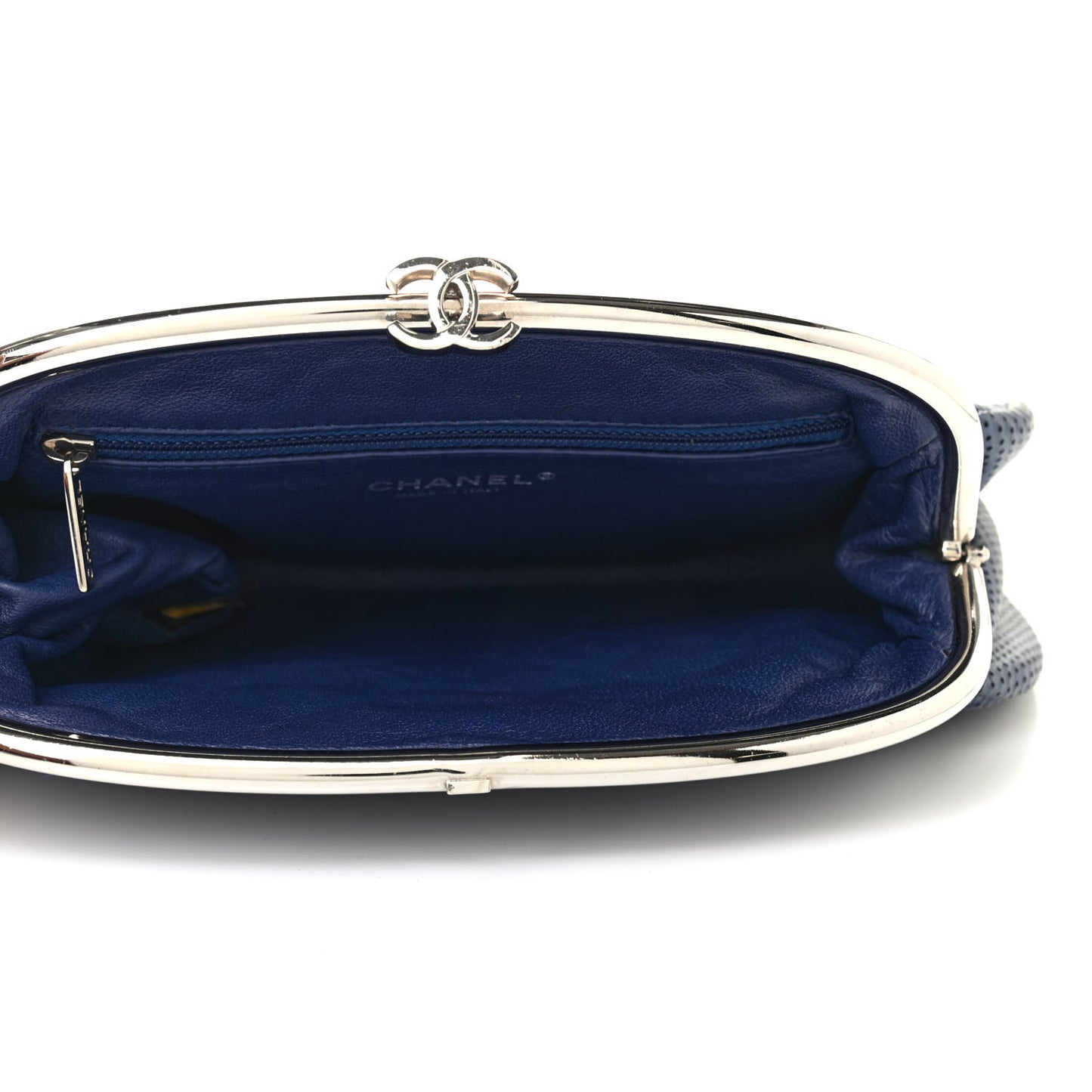 Lambskin Perforated Quilted Timeless Clutch Navy
