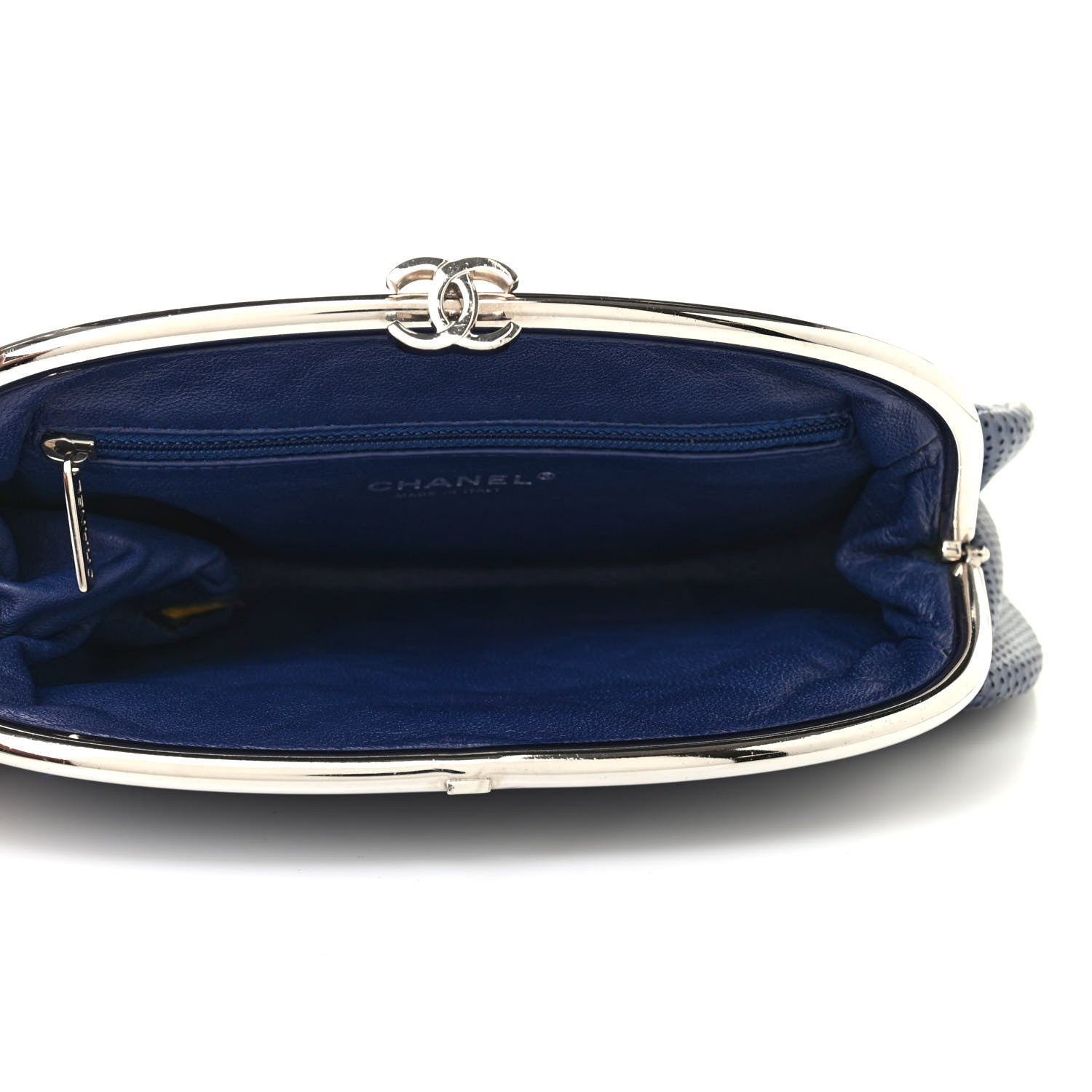 Chanel Lambskin Perforated Quilted Timeless Clutch Navy 4 of 4