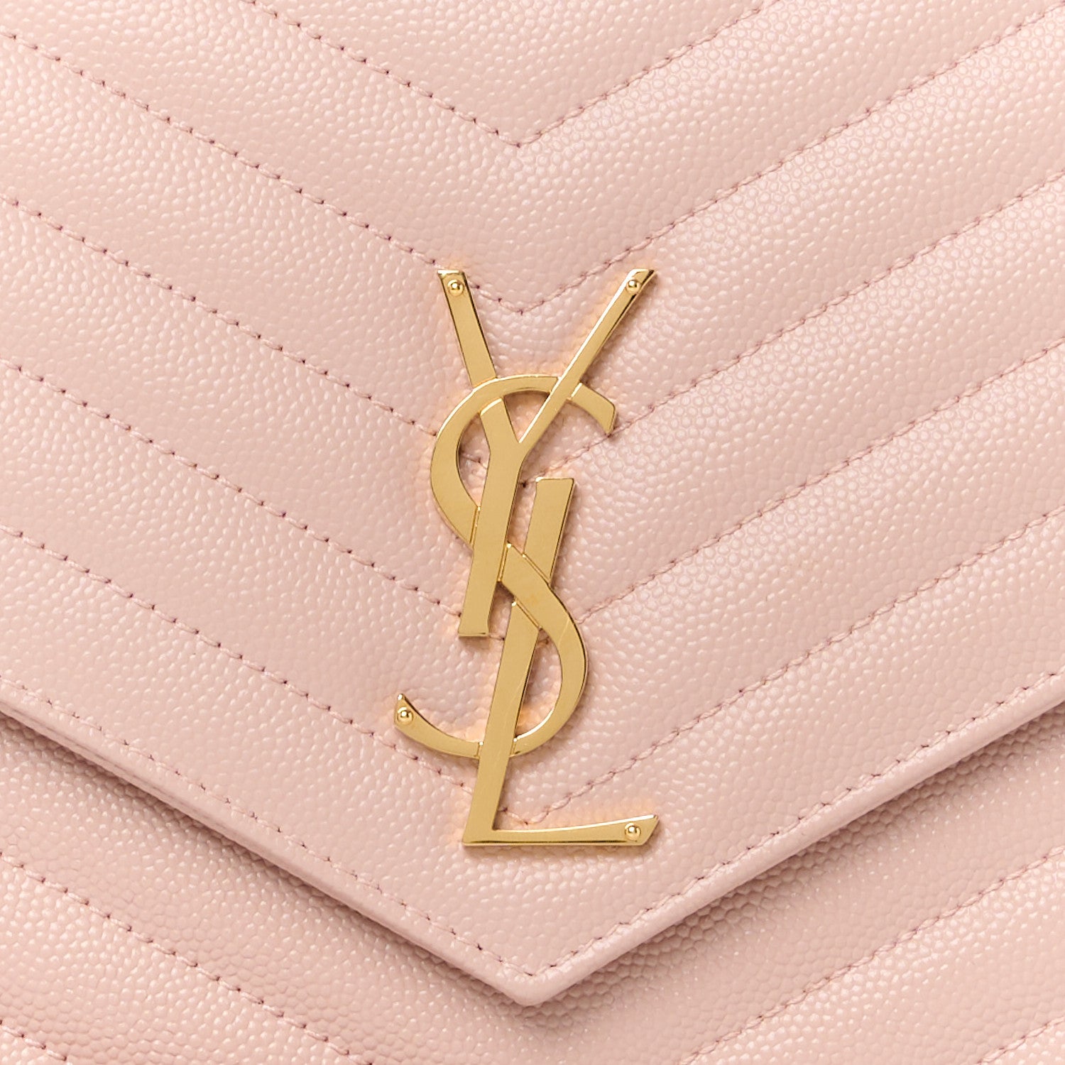 Saint Laurent Grain De Poudre Matelasse Chevron Monogram Envelope Clutch Pink 8 of 10
