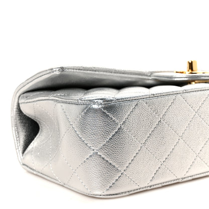 Chanel Metallic Caviar Quilted Top Handle East West Flap Silver 10 of 12