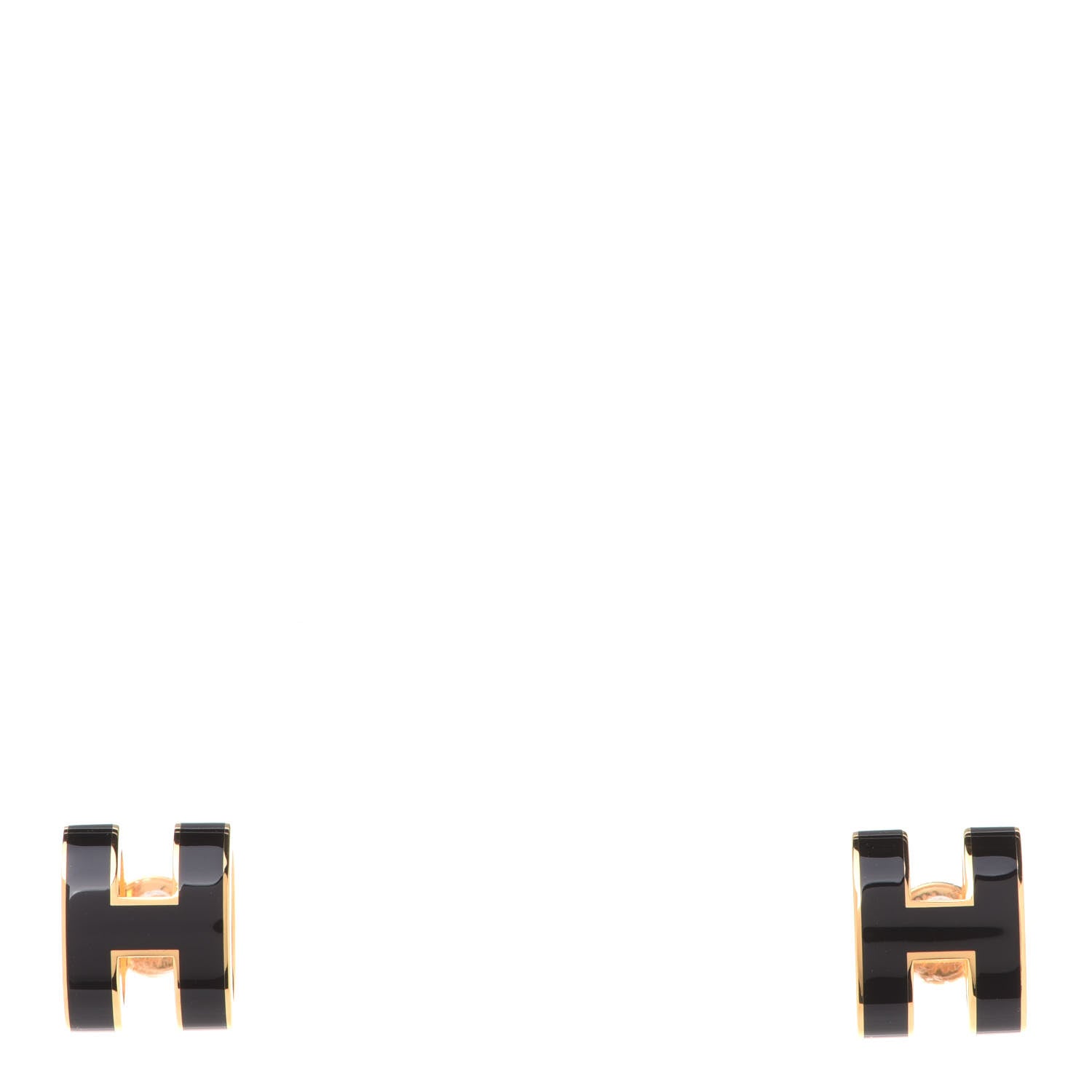 Hermes Gold Lacquered Pop H Earrings Black 1 of 8