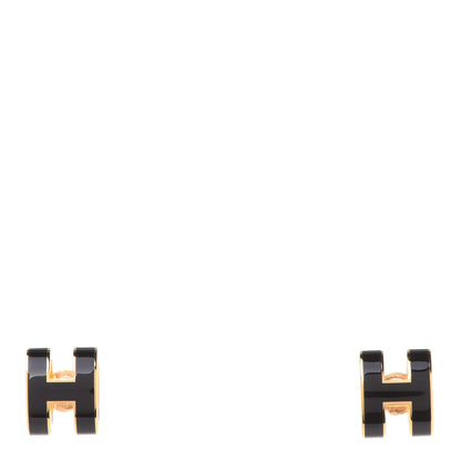 Hermes Gold Lacquered Pop H Earrings Black 1 of 8