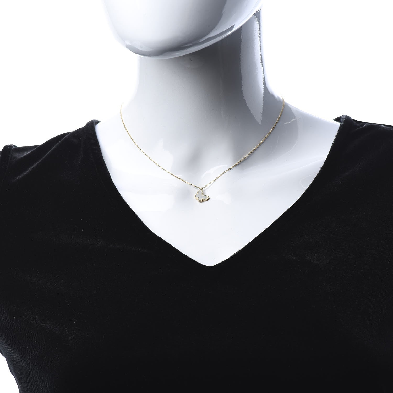 Van Cleef & Arpels 18K Yellow Gold Mother of Pearl Sweet Alhambra Butterfly Pendant Necklace 2 of 5