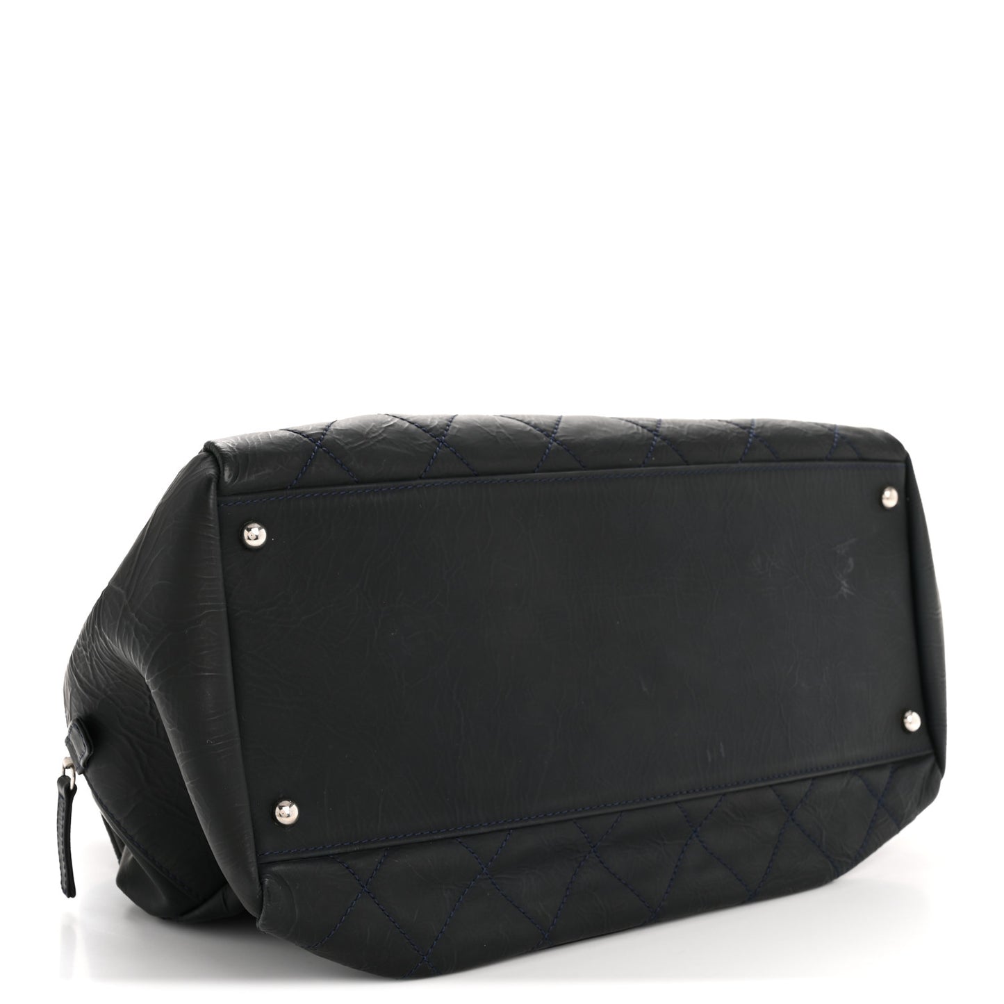 Crinkled Calfskin Grand Timeless Shopping Tote GTT Dark Blue