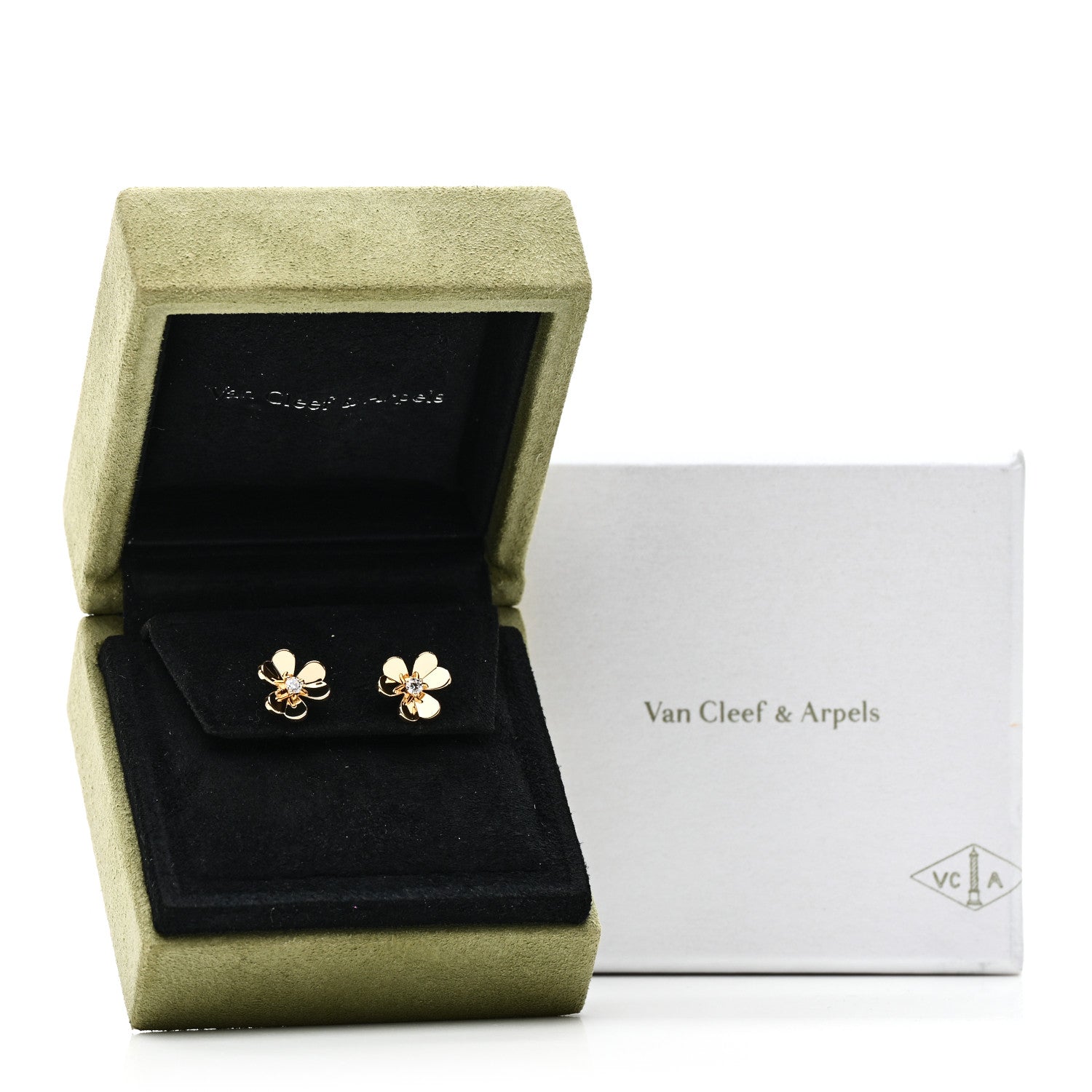 Van Cleef & Arpels 18K Yellow Gold Diamond Mini Frivole Earrings 5 of 5