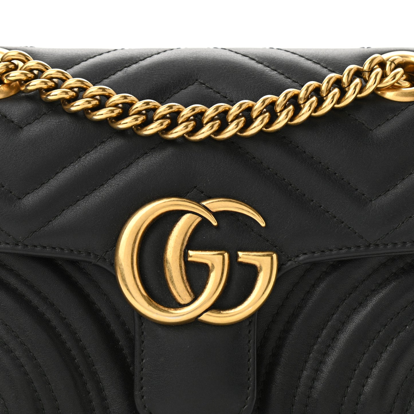 Calfskin Matelasse Mini GG Marmont Shoulder Bag Black