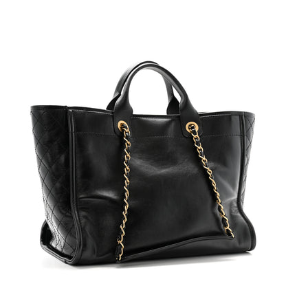 Chanel Aged Calfskin Medium Charms Deauville Tote Black 3 of 11