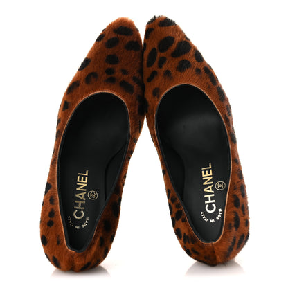 Chanel Pony Hair Lambskin Pumps 37 Brown Black 2 of 11