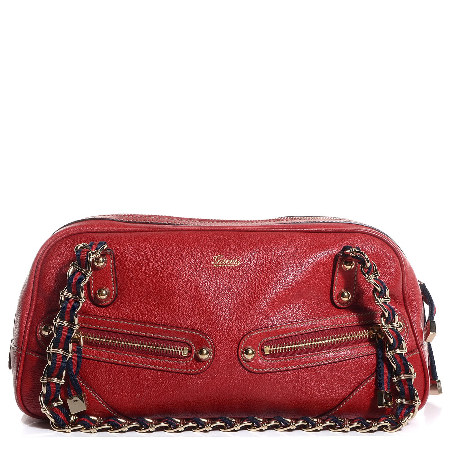 Leather Capri Small Bowler Red