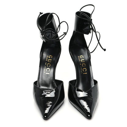 Gucci Vitello Vernice Soft Nappa Priscilla Ankle Cuff Pumps 41 Black 3 of 10