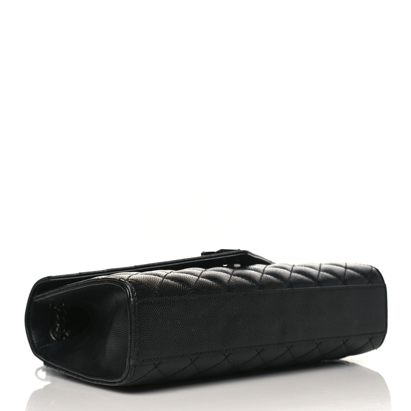 Grain De Poudre Textured Mixed Matelasse Triquilt Medium Monogram Monochrome Satchel Black