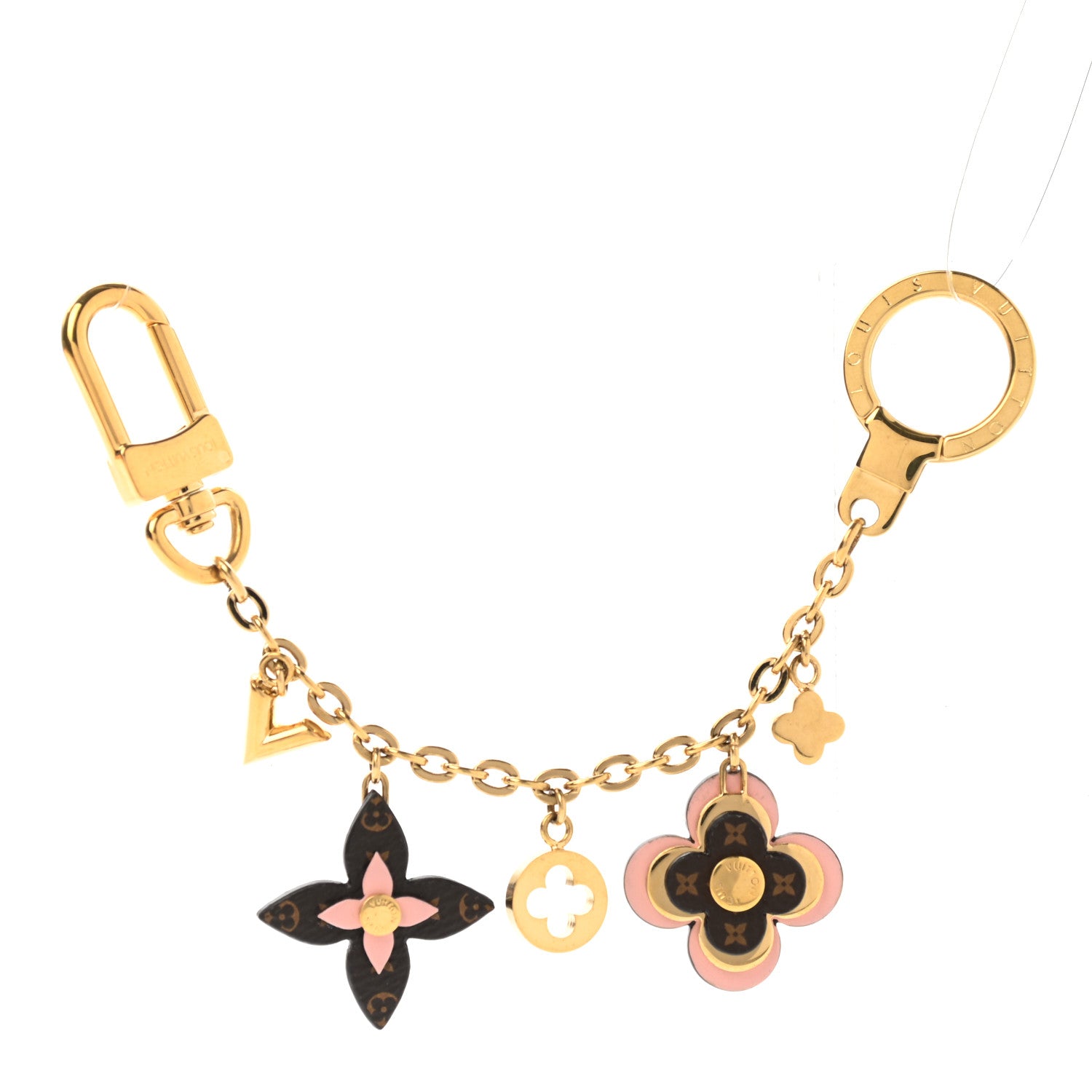 Louis Vuitton Brass Monogram Blooming Flowers Bag Charm Key Holder Rose Ballerine 1 of 5