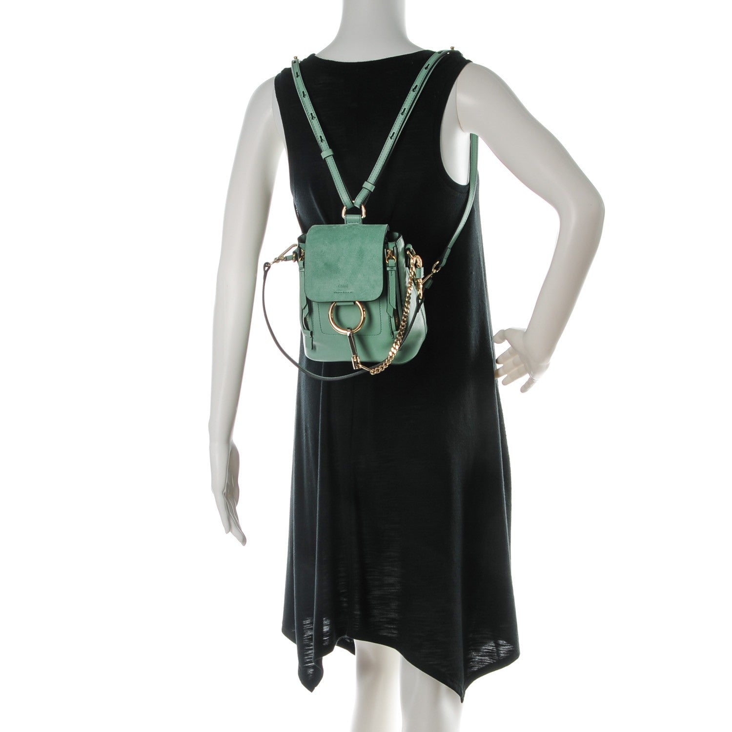 Chloe Suede Calfskin Mini Faye Backpack Happy Green 2 of 13