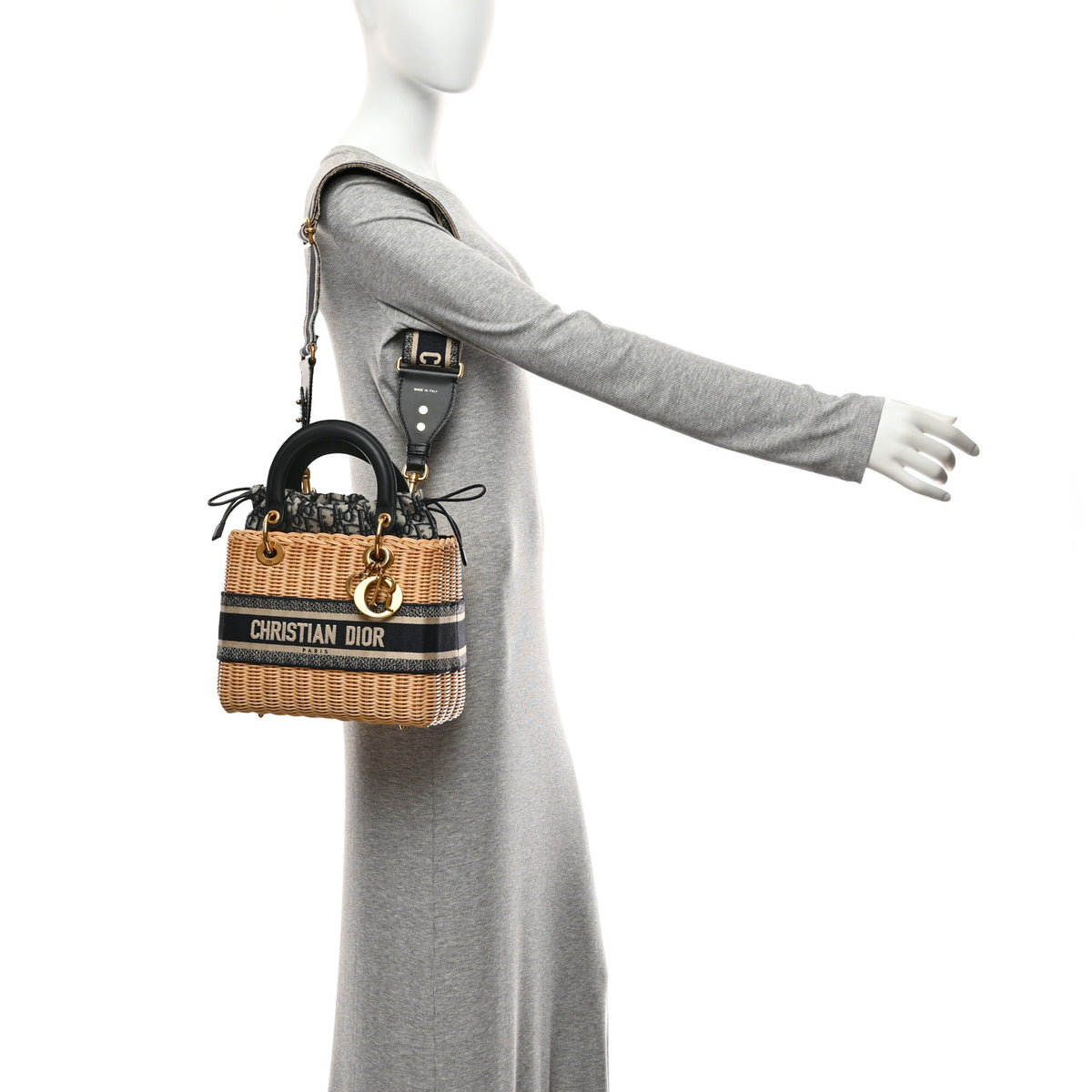 Christian Dior Wicker Oblique Medium Lady Dior Bag Blue 2 of 10